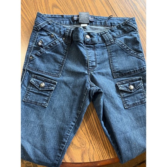 Source of Wisdom woman’s pull on button front straight leg jean size 0 - Picture 5 of 14